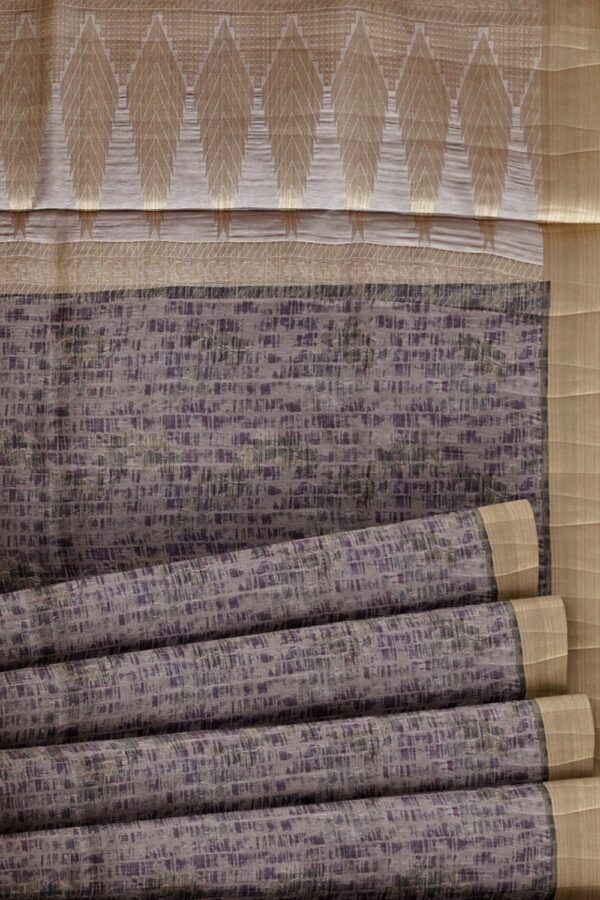 sri kumaran stores raw silk saree dual shade of navy blue and gray saree with thunder border 5