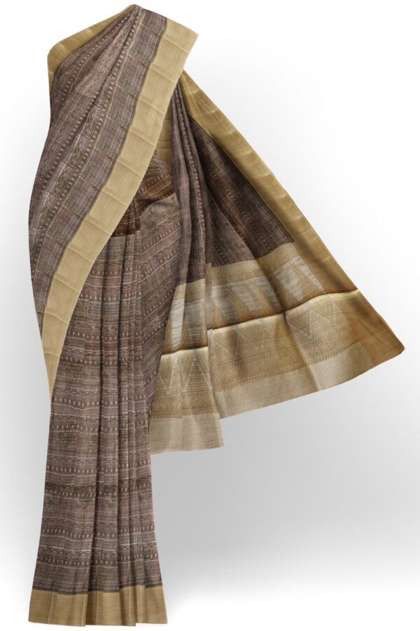 sri kumaran stores raw silk saree iron gray saree with thunder gray border 1