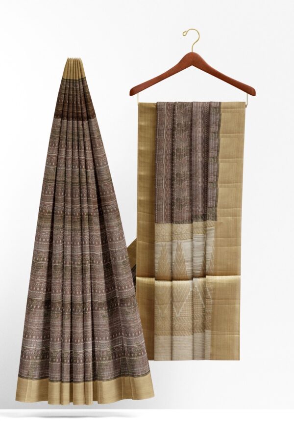 sri kumaran stores raw silk saree iron gray saree with thunder gray border 2