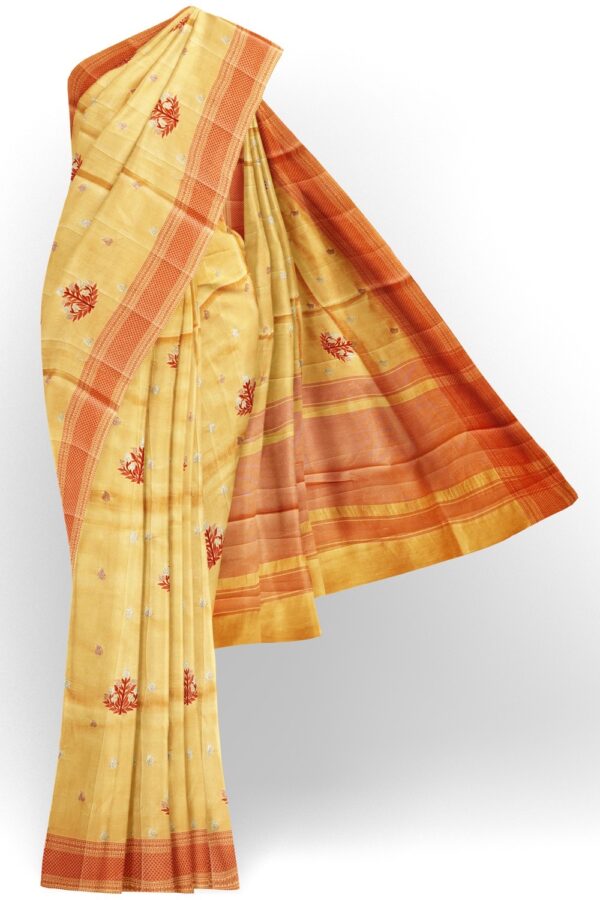 sri kumaran stores raw silk saree laguna color saree with bronze color border 1