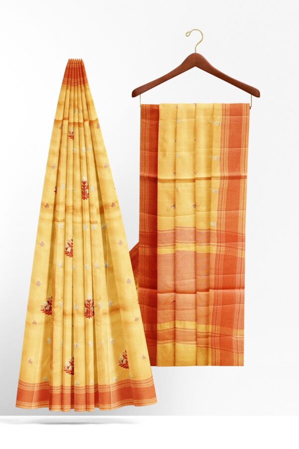 sri kumaran stores raw silk saree laguna color saree with bronze color border 2