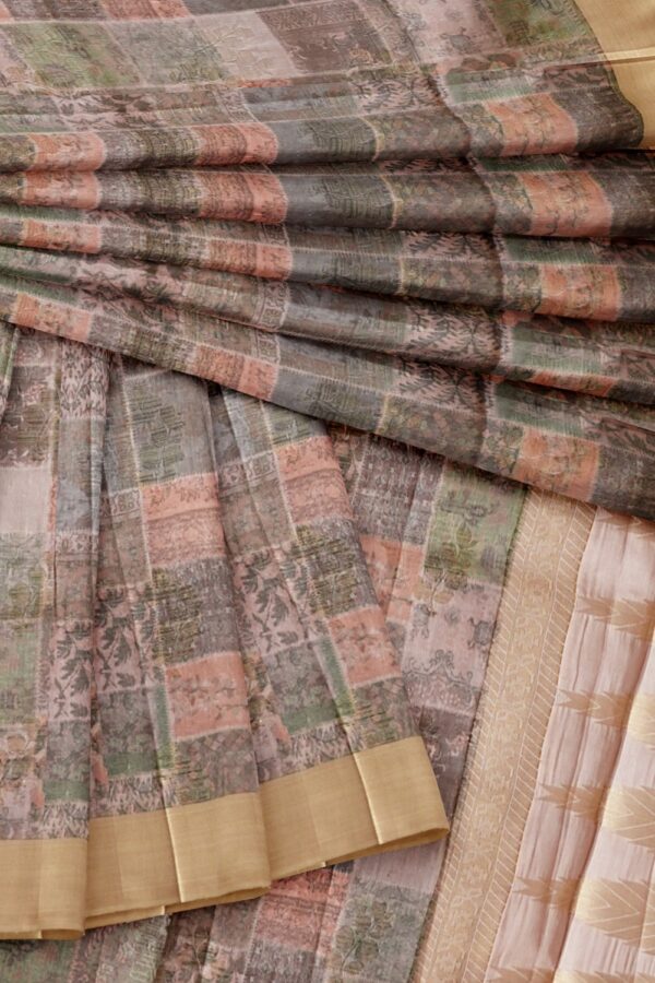 sri kumaran stores raw silk saree multiple shaded saree with peach border 4