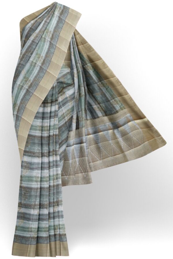 sri kumaran stores raw silk saree multiple shades of gray with thread woven border 1