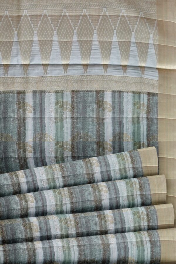 sri kumaran stores raw silk saree multiple shades of gray with thread woven border 5
