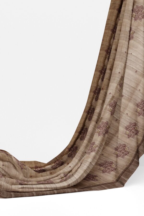 sri kumaran stores raw silk saree smoke color saree with pebble border 3
