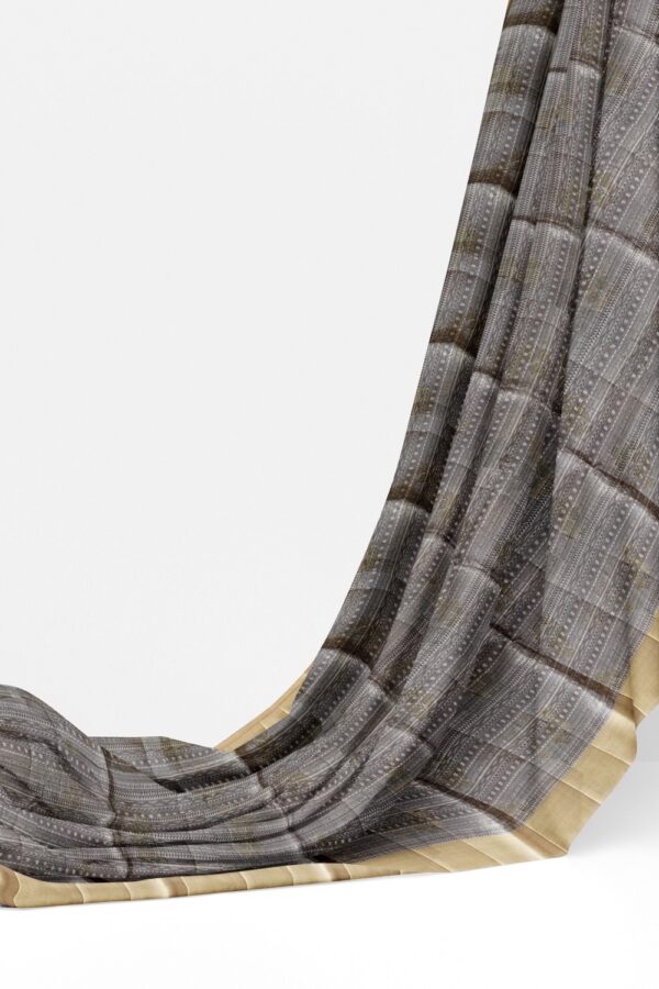 sri kumaran stores raw silk saree steel gray saree with golden border 3