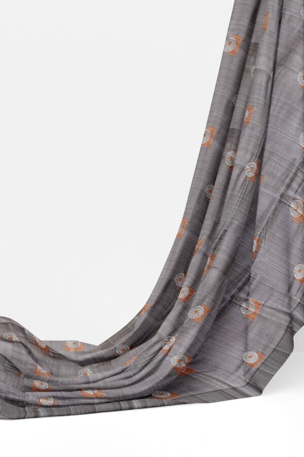 sri kumaran stores raw silk saree steel gray saree with iron gray border 3