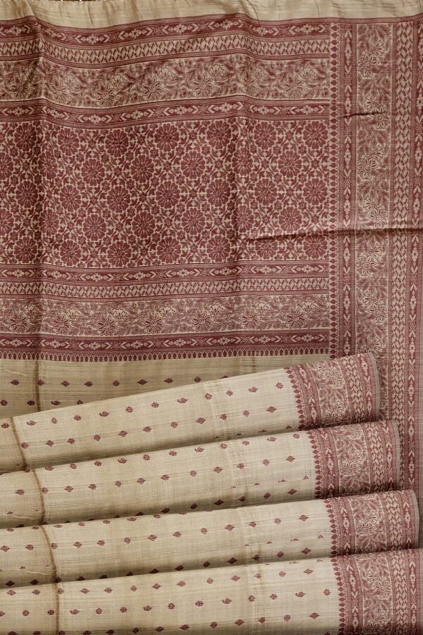 sri kumaran stores raw silk saree stone ash saree with byzantine violet border 5