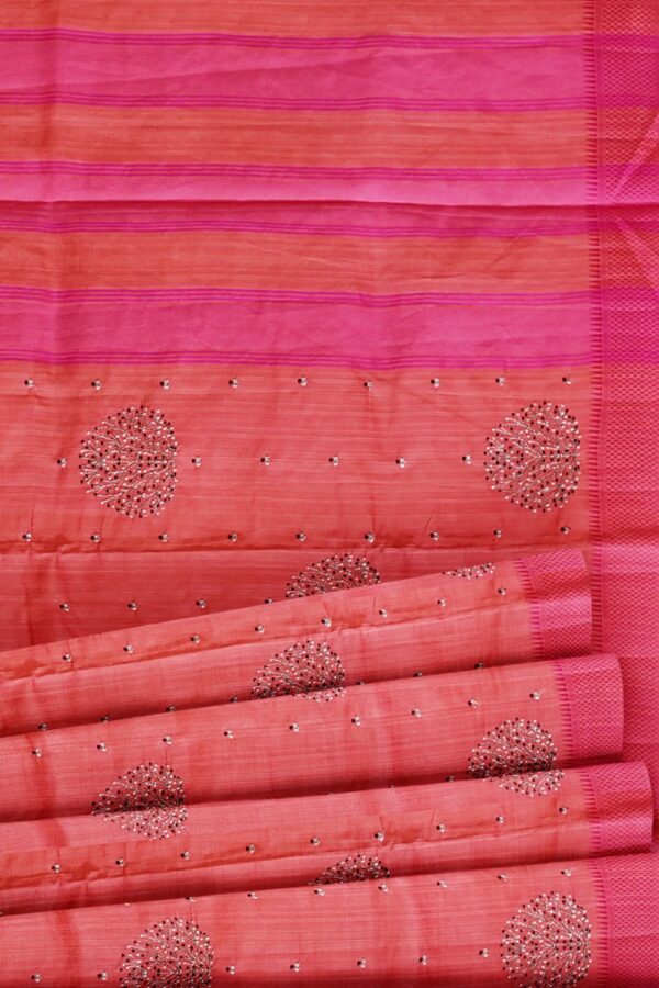 sri kumaran stores raw silk saree taffy pink saree with hot pink border 5