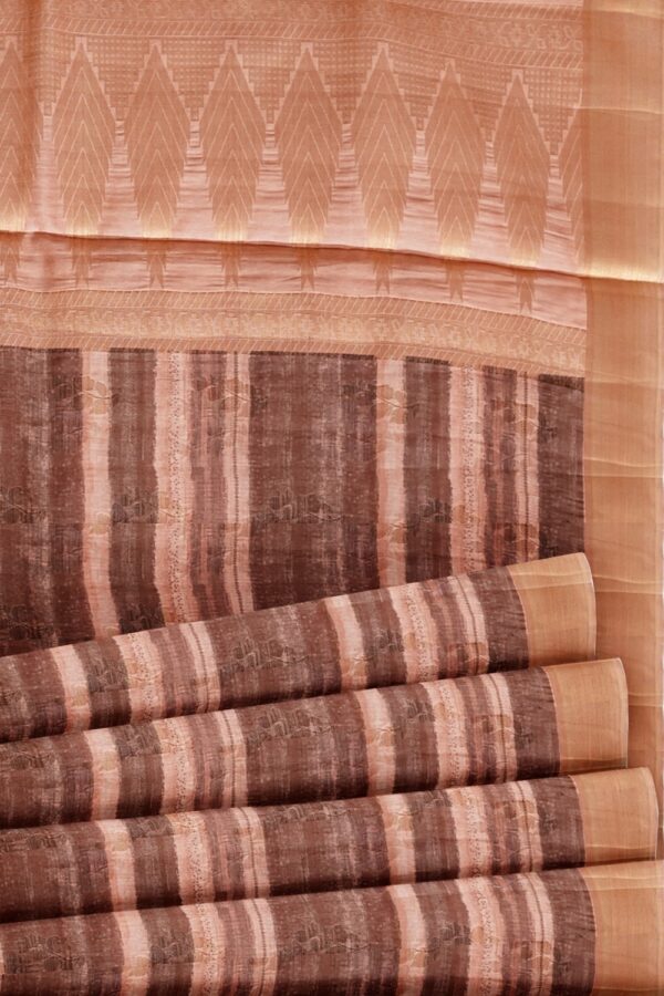 sri kumaran stores raw silk saree walnut brown and flamingo pink saree with peach border 5