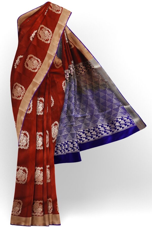 sri kumaran stores semi kanchipuram silk saree cinnamon brown saree with medium brown border and pallu 1