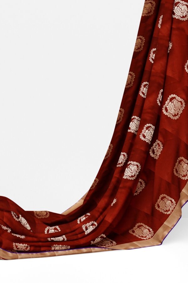 sri kumaran stores semi kanchipuram silk saree cinnamon brown saree with medium brown border and pallu 3