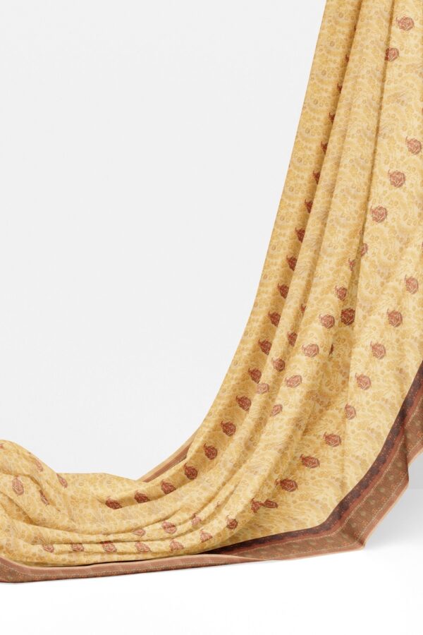 sri kumaran stores semi raw silk saree egg nog color saree with red wood color border 3