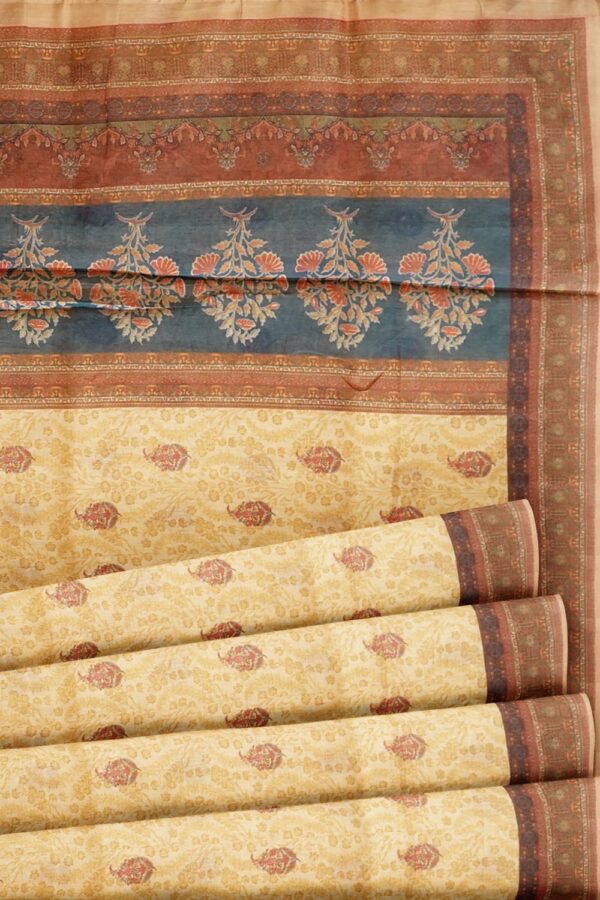 sri kumaran stores semi raw silk saree egg nog color saree with red wood color border 5