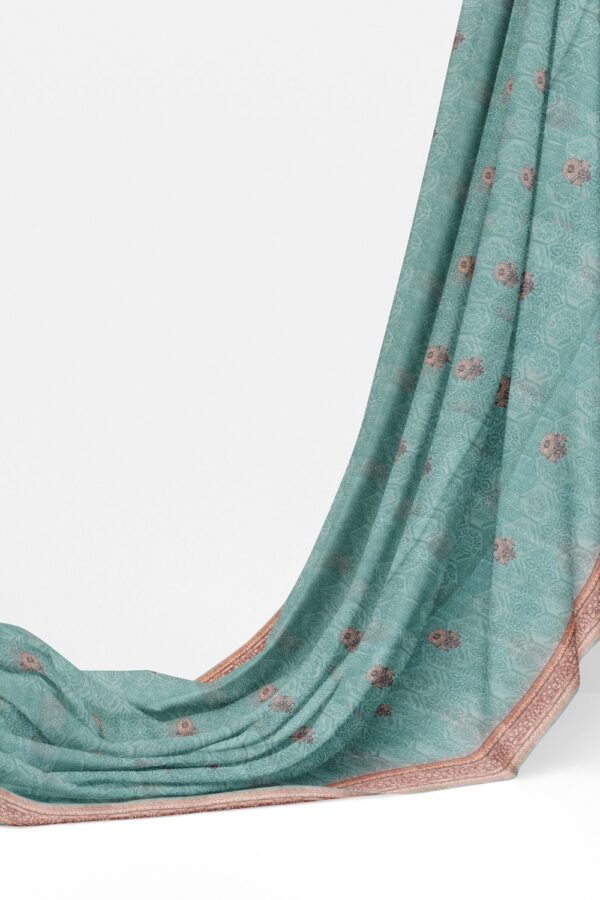 sri kumaran stores semi raw silk saree light arctic blue color saree with african violet border 3