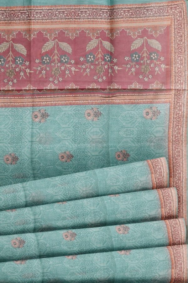 sri kumaran stores semi raw silk saree light arctic blue color saree with african violet border 5