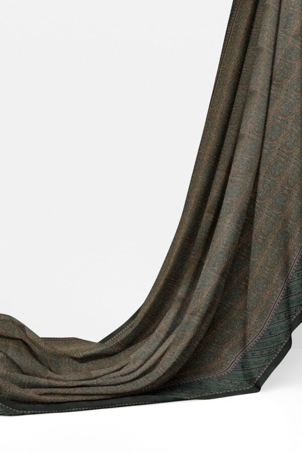 sri kumaran stores semi raw silk saree ocean green and light sepia color saree with pine green border 3