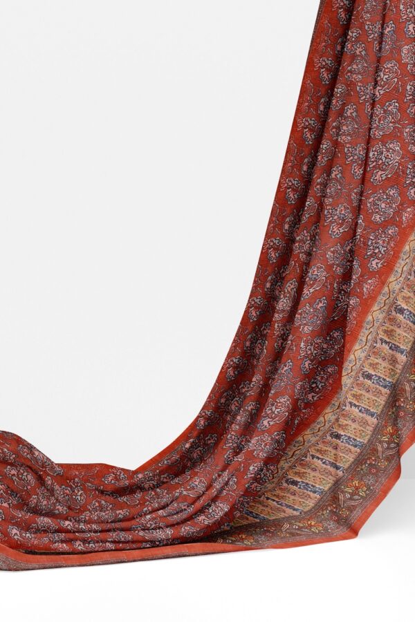sri kumaran stores semi raw silk saree rosewood color saree with floral design border and pallu 3
