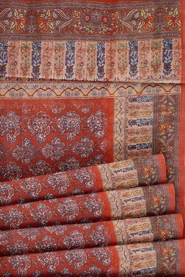 sri kumaran stores semi raw silk saree rosewood color saree with floral design border and pallu 5