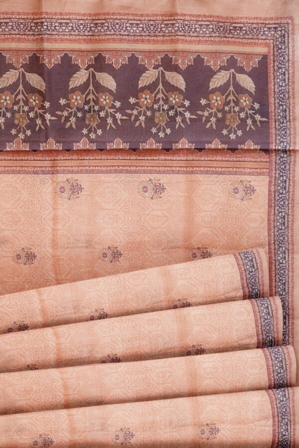 sri kumaran stores semi raw silk saree salmon pink saree with dove gray border and pallu 5