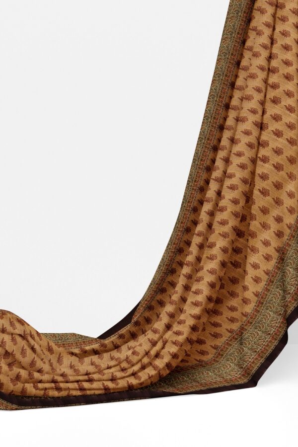 sri kumaran stores semi raw silk saree sepia color printed saree with brown border 3
