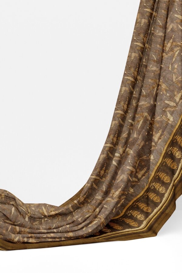 sri kumaran stores semi raw silk saree stone gray saree with army green border and pallu 3