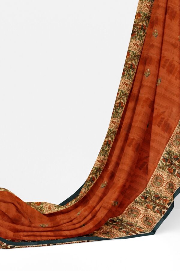 sri kumaran stores semi raw silk saree tawny brown saree with parrot and peacock design border and pallu 3