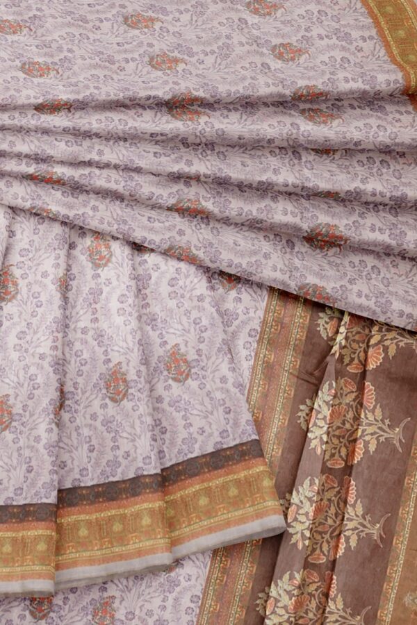 sri kumaran stores semi raw silk saree thistle violet saree with indian red border and pallu 4