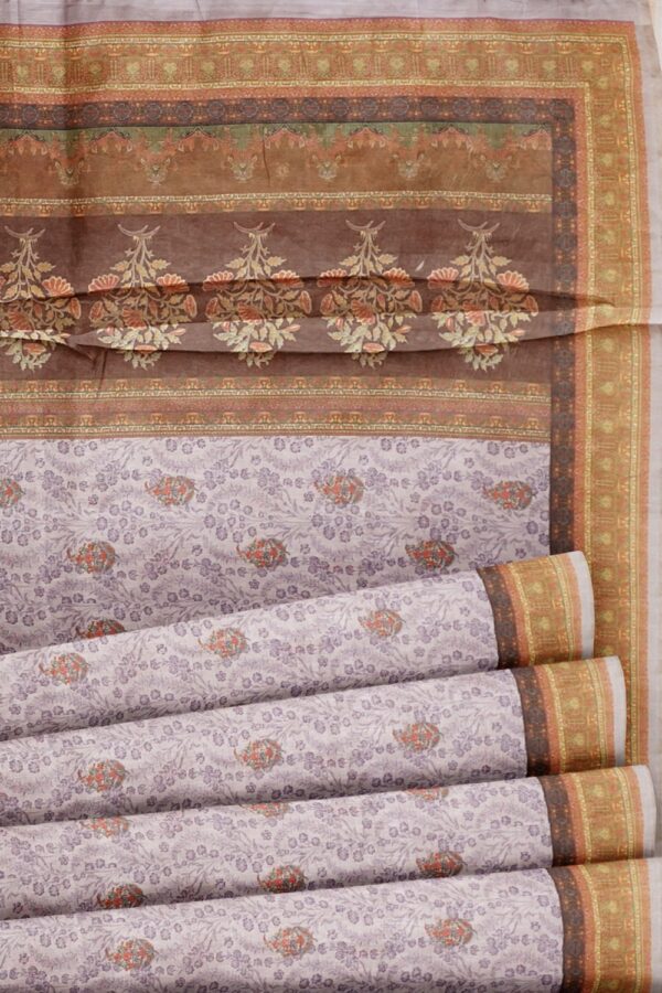 sri kumaran stores semi raw silk saree thistle violet saree with indian red border and pallu 5