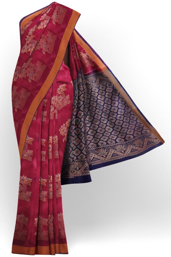 sri kumaran stores soft silk saree burgandy color saree with dark blue pallu 1