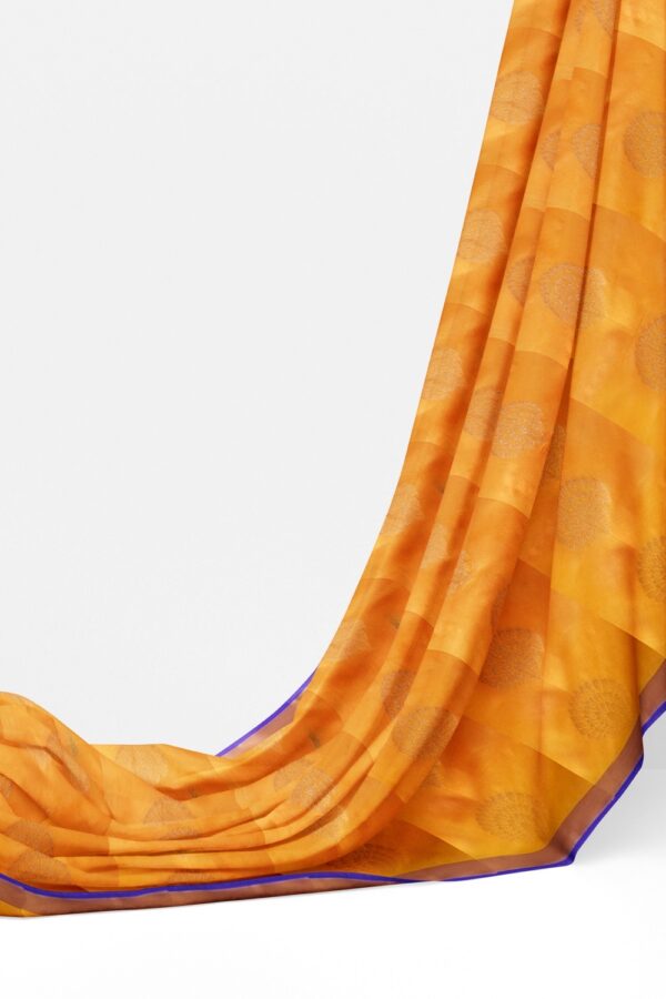 sri kumaran stores soft silk saree golden yellow saree with blue border and pallu 3