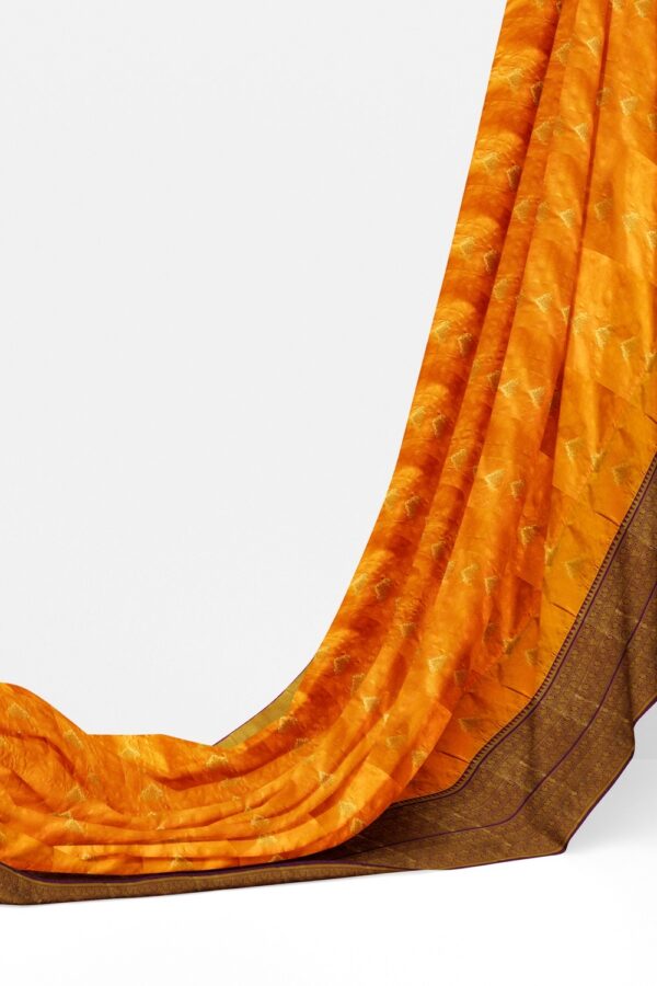 sri kumaran stores soft silk saree golden yellow saree with violet border and pallu 3