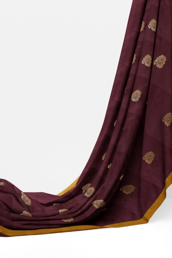 sri kumaran stores soft silk saree mulberry color saree with ultramarine blue pallu 3