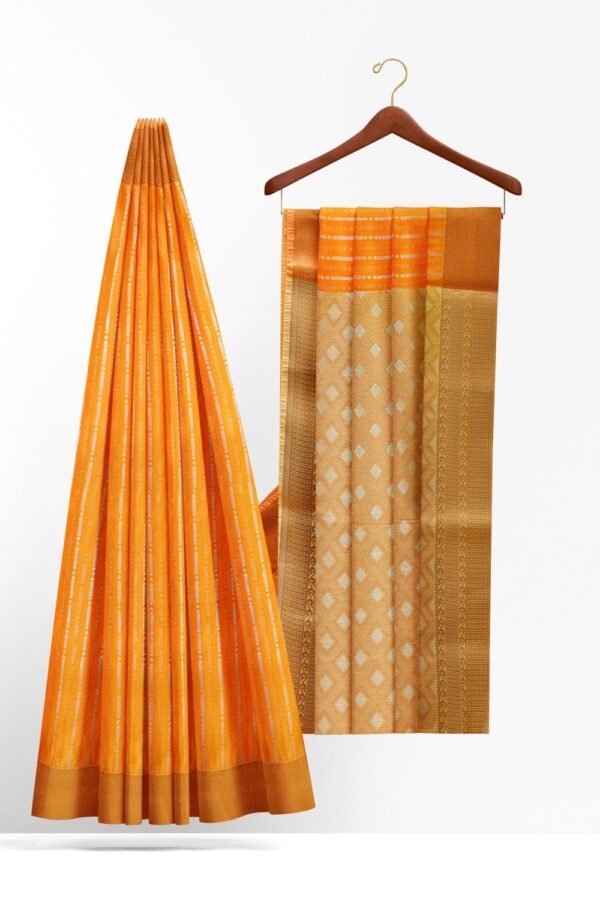 sri kumaran stores soft silk saree tangerine orange saree with peach pallu 2