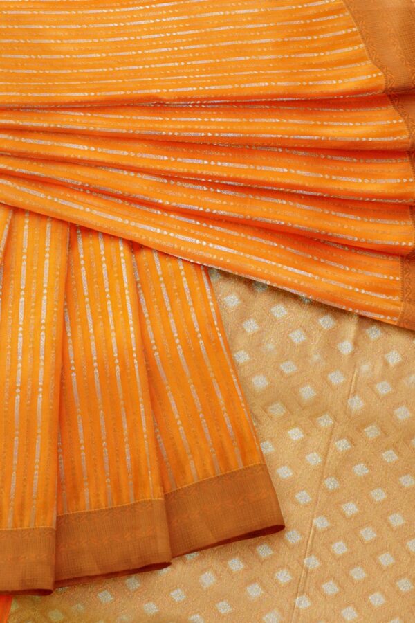 sri kumaran stores soft silk saree tangerine orange saree with peach pallu 4