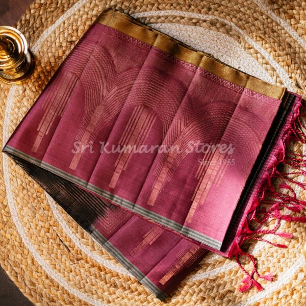 sri kumaran stores kanchipuram sarees grey saree with maroon pallu 1