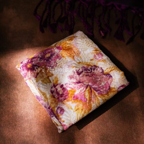 sri kumaran stores kanchipuram sarees half white saree with purple pallu 3