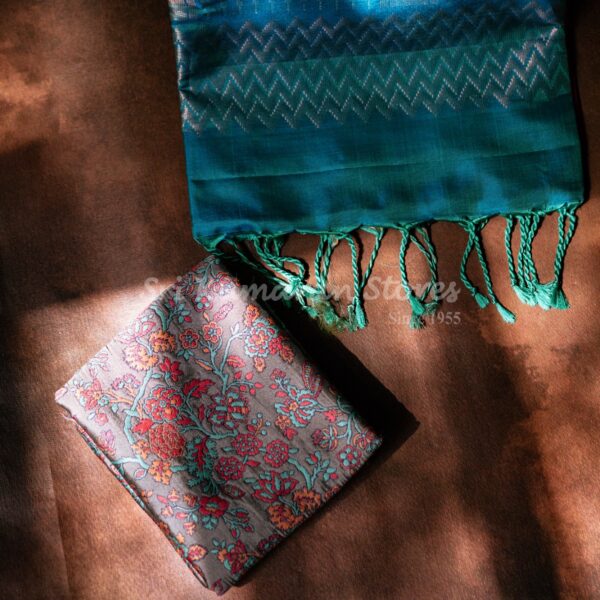 sri kumaran stores kanchipuram sarees pink saree with turquoise blue pallu 2