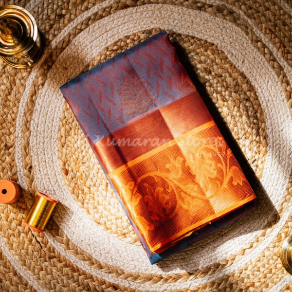 sri kumaran stores kanchipuram sarees purple saree with orange pallu 1