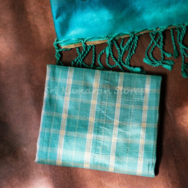sri kumaran stores kanchipuram sarees sandal colour saree with toruoise blue pallu 3