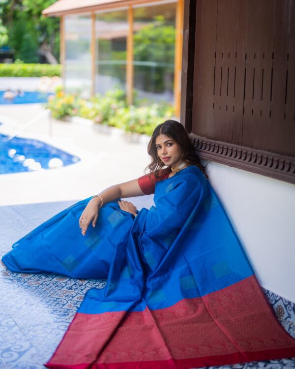 Sri kumaran stores instagram collection blue saree with blue border 3