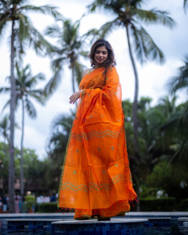 Sri kumaran stores instagram collection bright orange with bright orange border 4