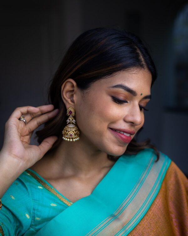 Sri kumaran stores instagram collection brown saree with sky blue border 3