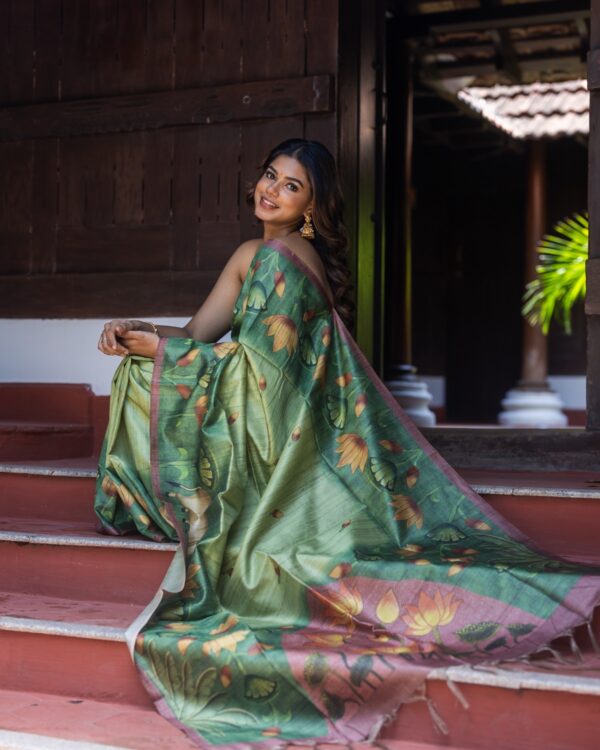 Sri kumaran stores instagram collection green saree with maroon border 1
