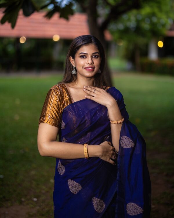 Sri kumaran stores instagram collection ink blue with ink blue border 4