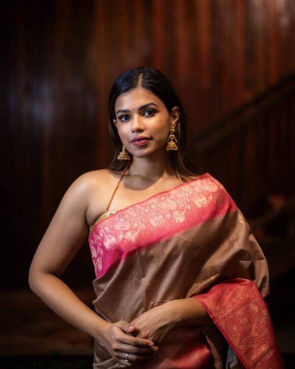 Sri kumaran stores instagram collection light brown with baby pink border 4
