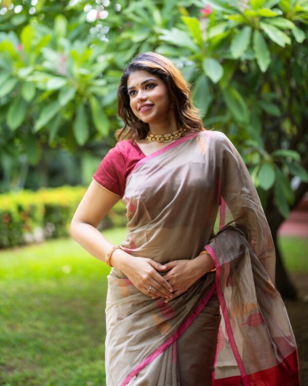 Sri kumaran stores instagram collection light brown with red border 3