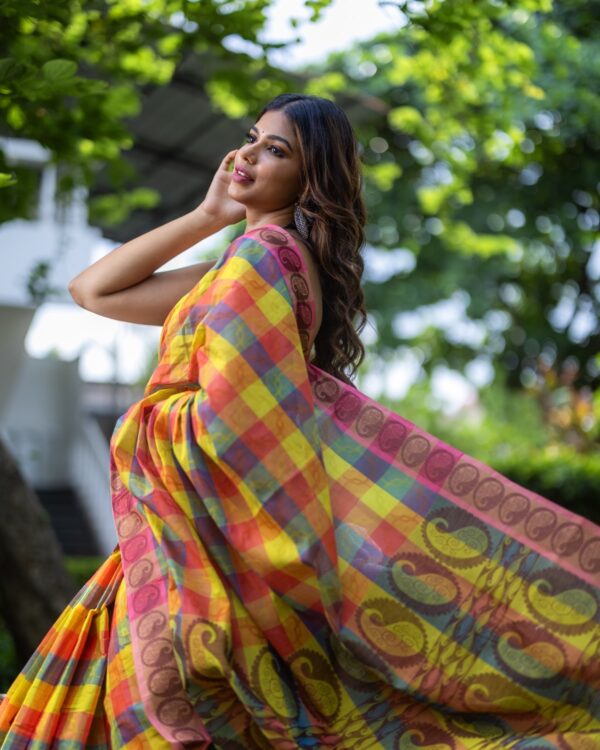 Sri kumaran stores instagram collection multi colour saree with pink border 2