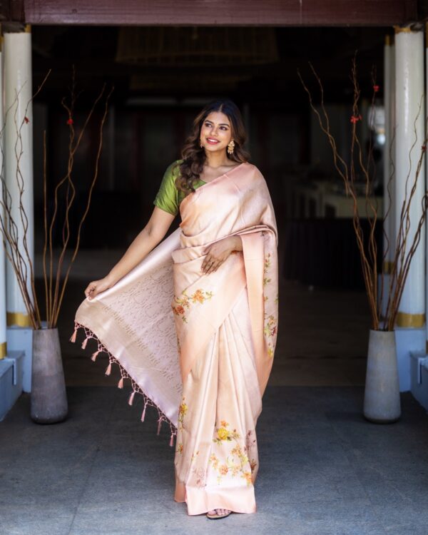 Sri kumaran stores instagram collection peach pink saree with peach pink border 1