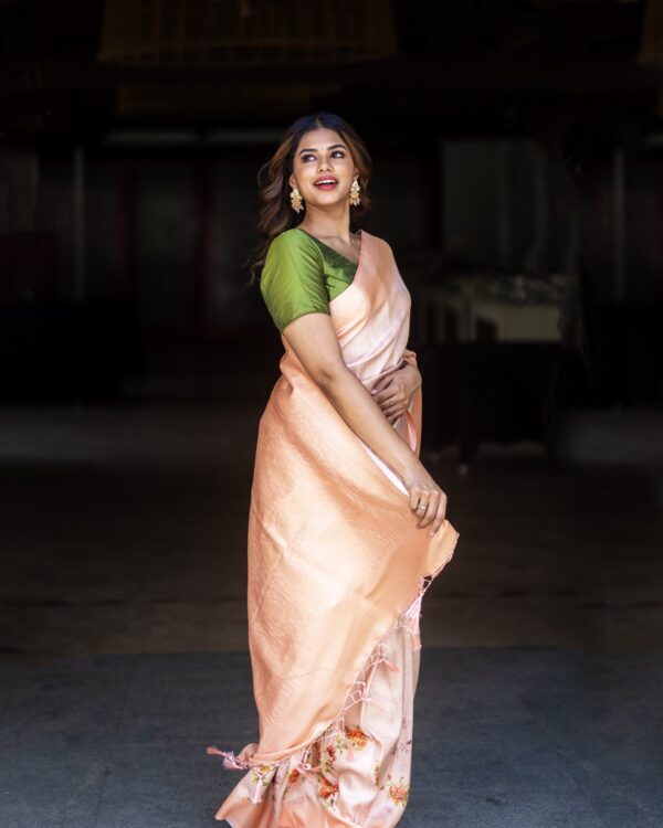 Sri kumaran stores instagram collection peach pink saree with peach pink border 2